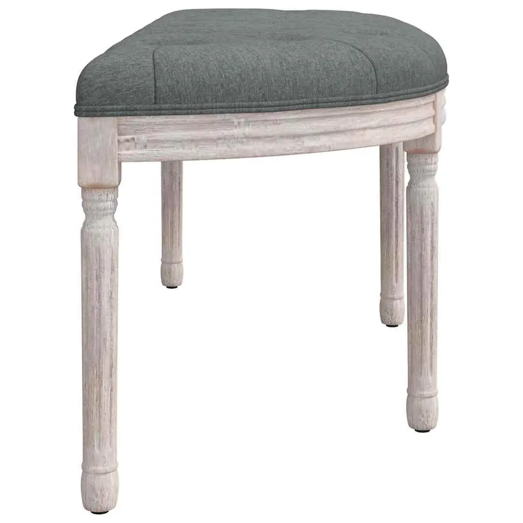 Grey Fabric Bench with Wooden Legs