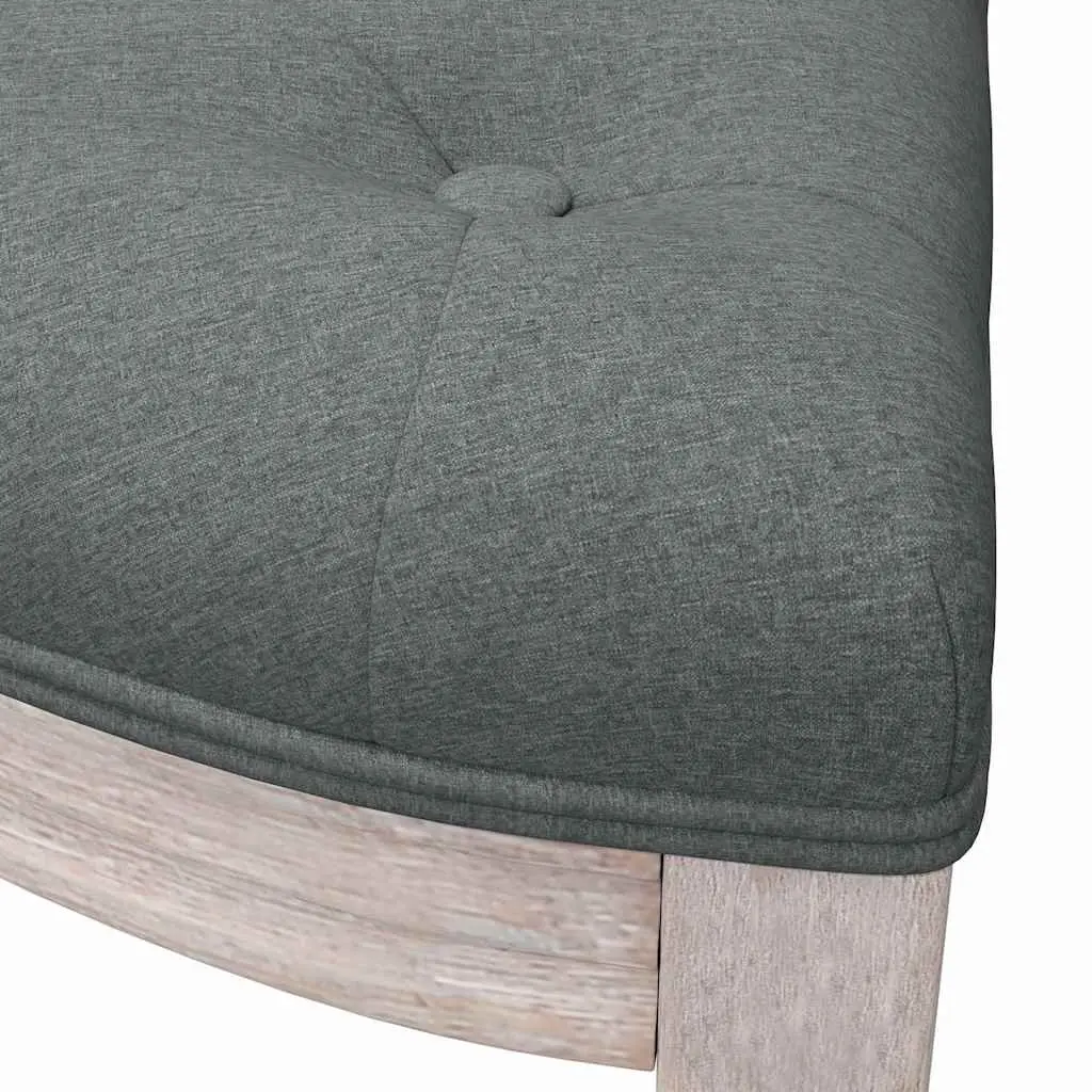 Grey Fabric Bench with Wooden Legs