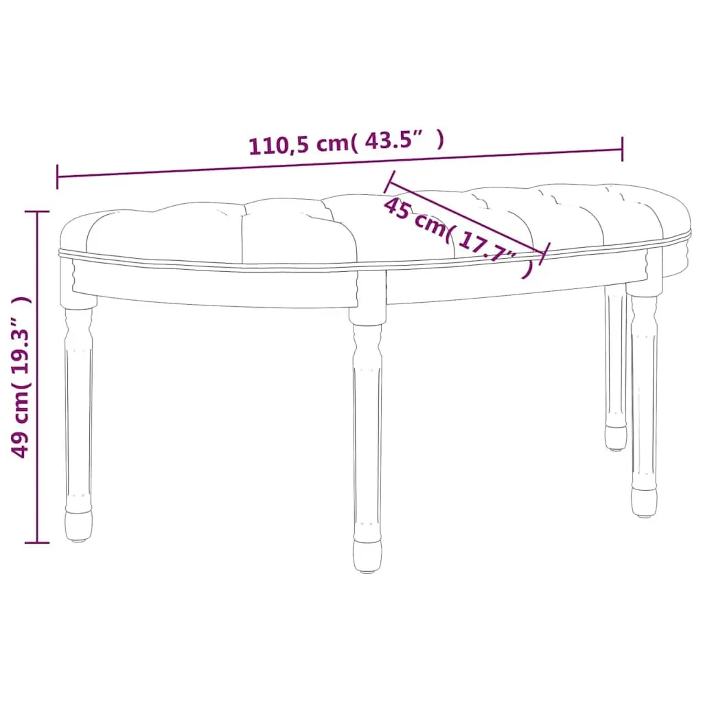 Grey Fabric Bench with Wooden Legs