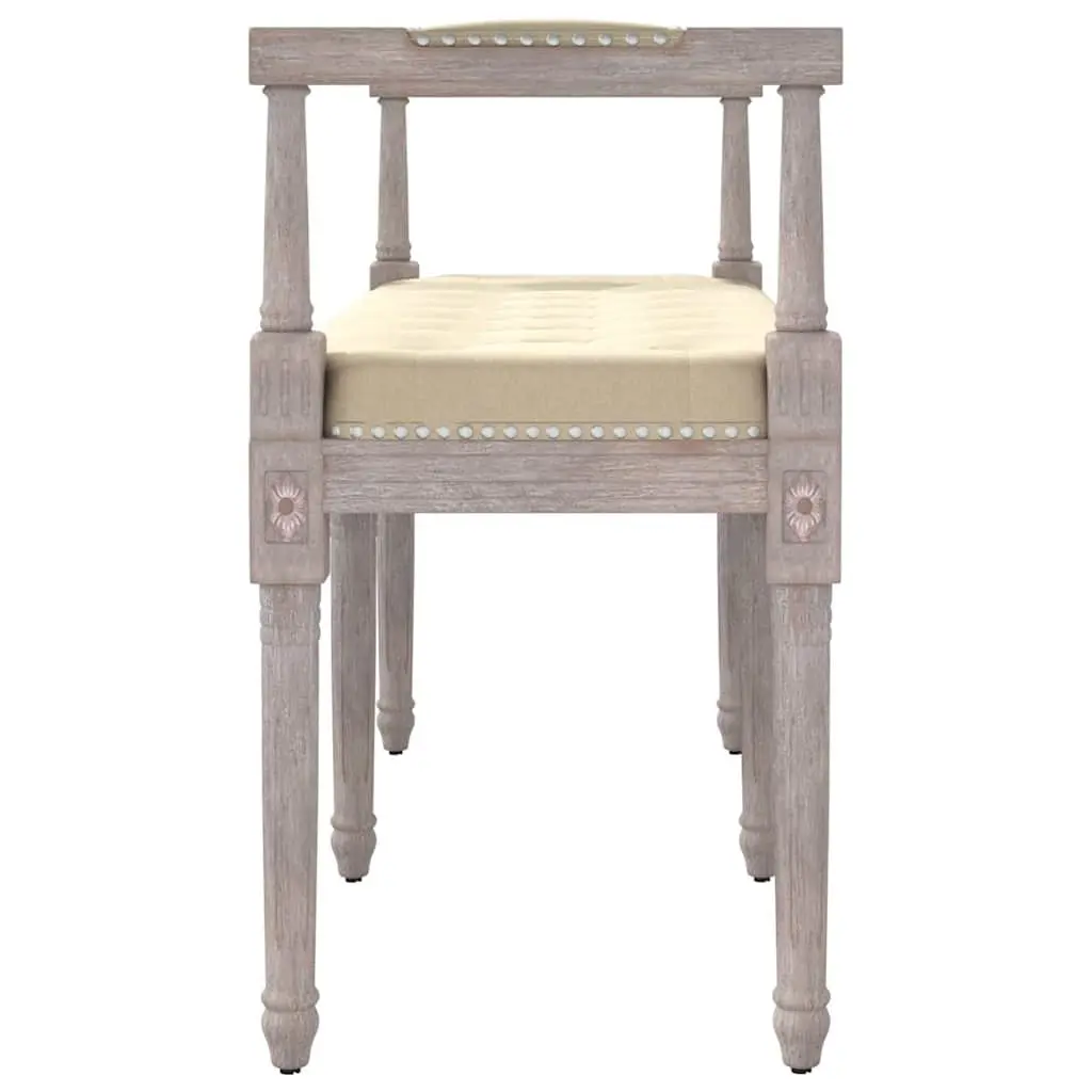 Linen Bench Entryway Seating 110x40x70 cm Upholstered Tufted Wood Legs