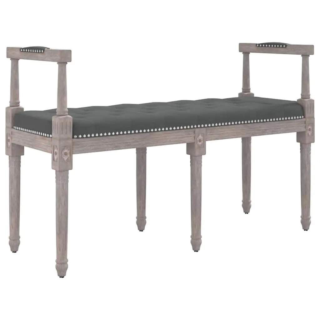 Fabric Bench for Living Room Foyer Entryway Grey Padded Cushion Wooden Legs