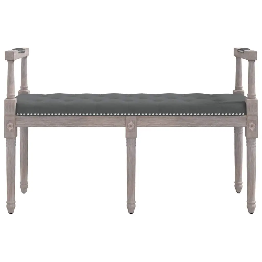Fabric Bench for Living Room Foyer Entryway Grey Padded Cushion Wooden Legs