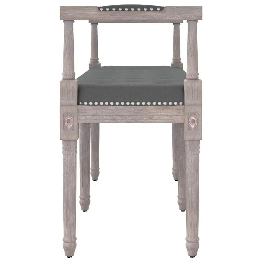 Fabric Bench for Living Room Foyer Entryway Grey Padded Cushion Wooden Legs