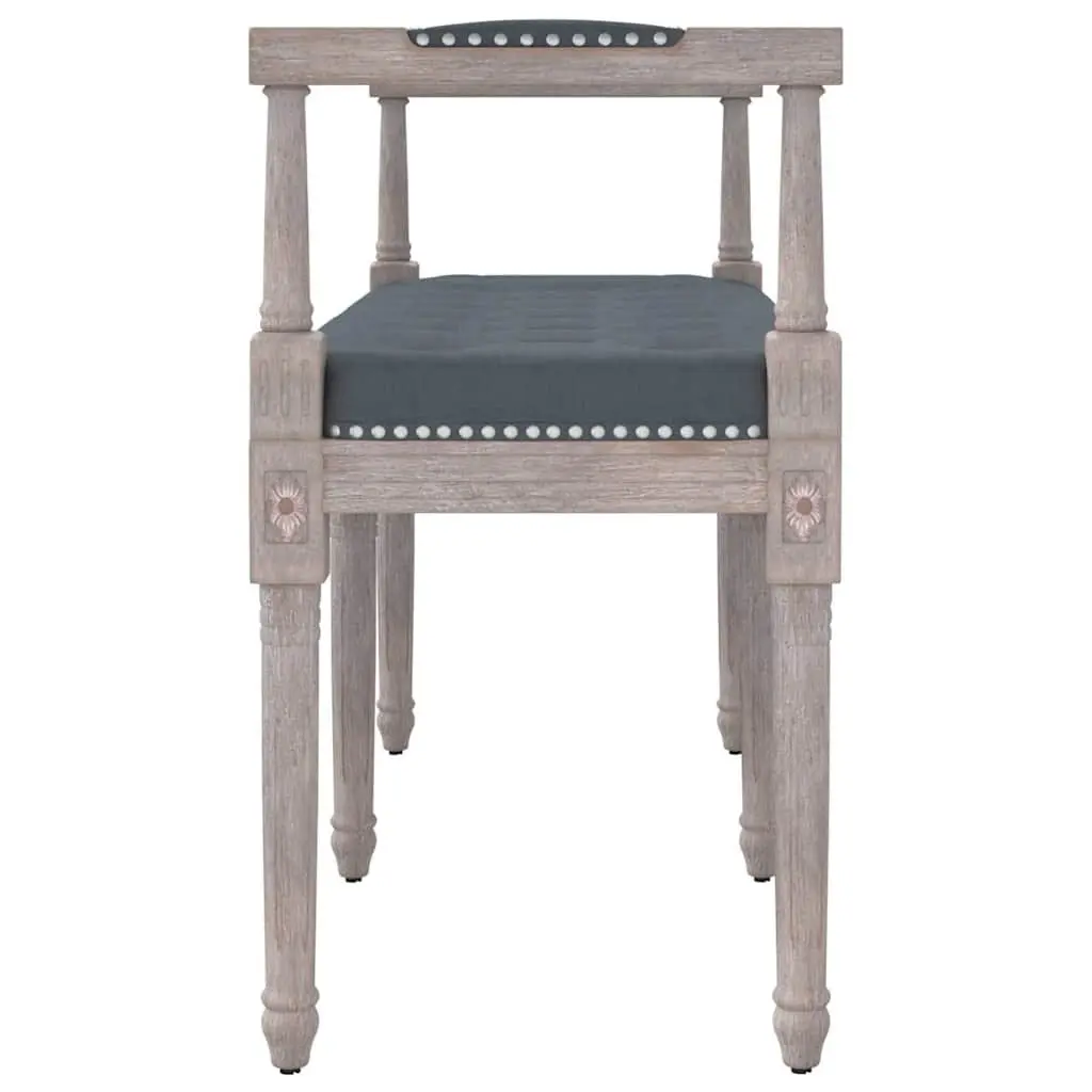 Bench Velvet Upholstery Grey Tufted Seat Wooden Legs Entryway Living Room