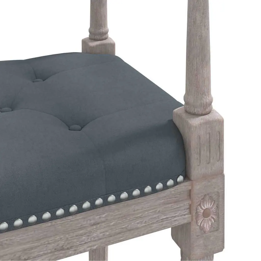 Bench Velvet Upholstery Grey Tufted Seat Wooden Legs Entryway Living Room