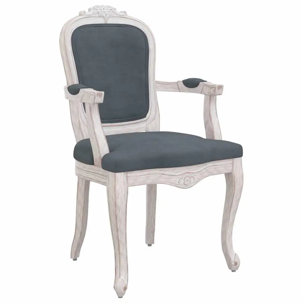 Dining Chairs Set of 2 Grey Velvet Kitchen Room Seating Wooden Legs