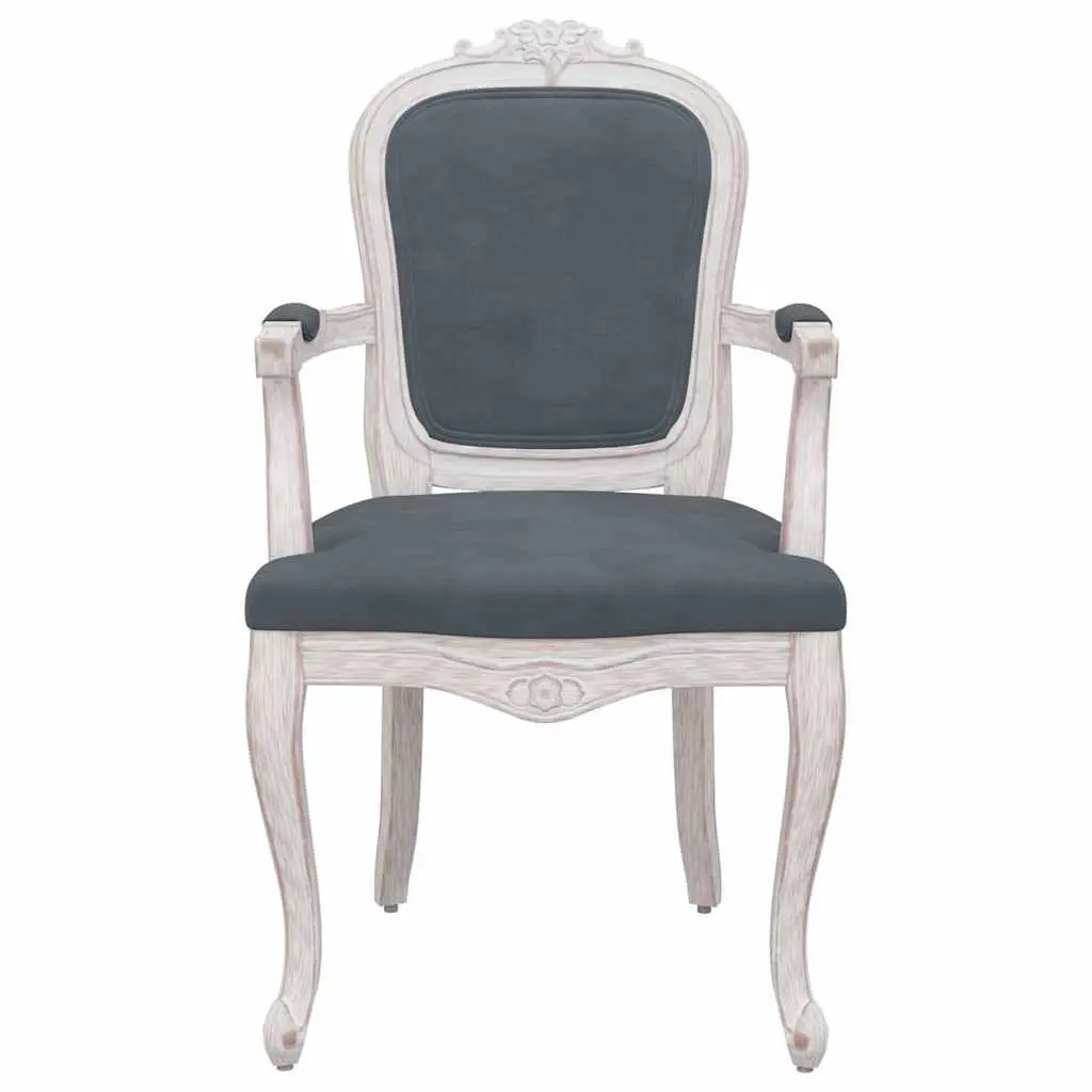 Dining Chairs Set of 2 Grey Velvet Kitchen Room Seating Wooden Legs