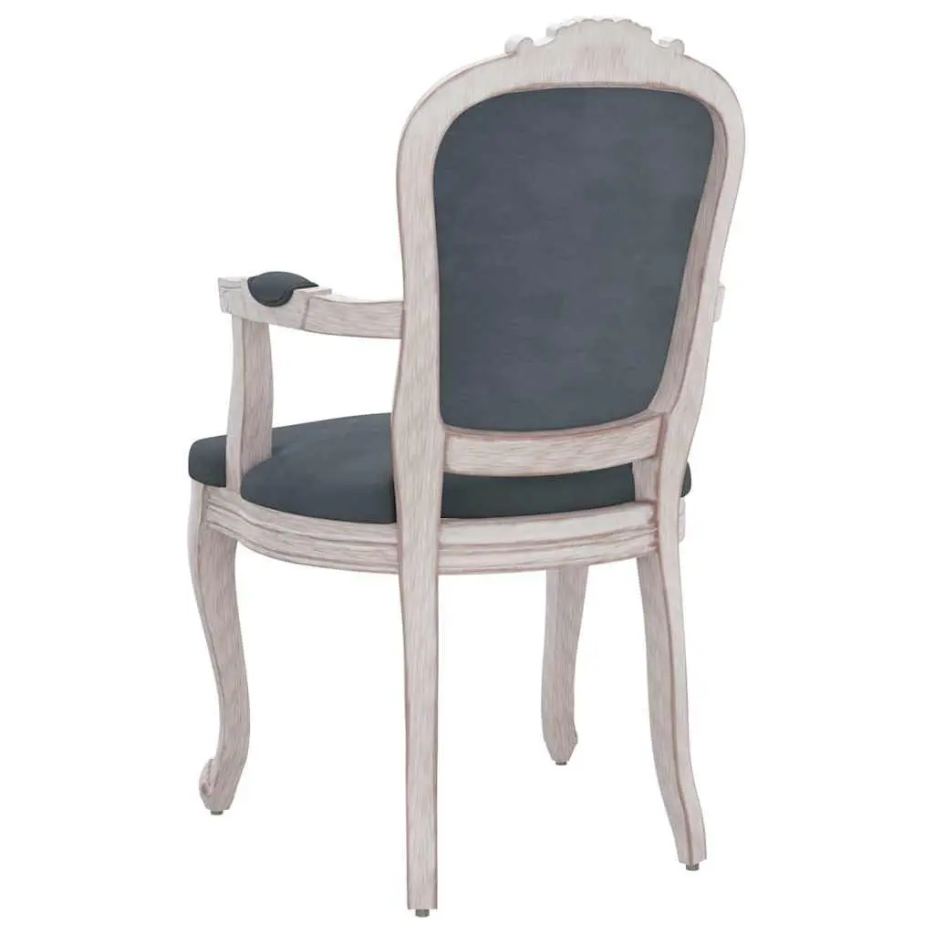 Dining Chairs Set of 2 Grey Velvet Kitchen Room Seating Wooden Legs
