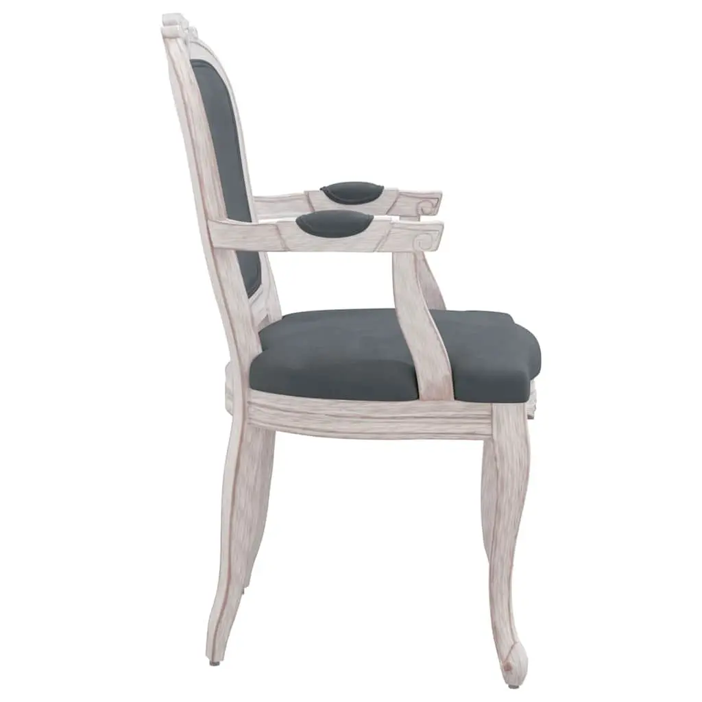 Dining Chairs Set of 2 Grey Velvet Kitchen Room Seating Wooden Legs