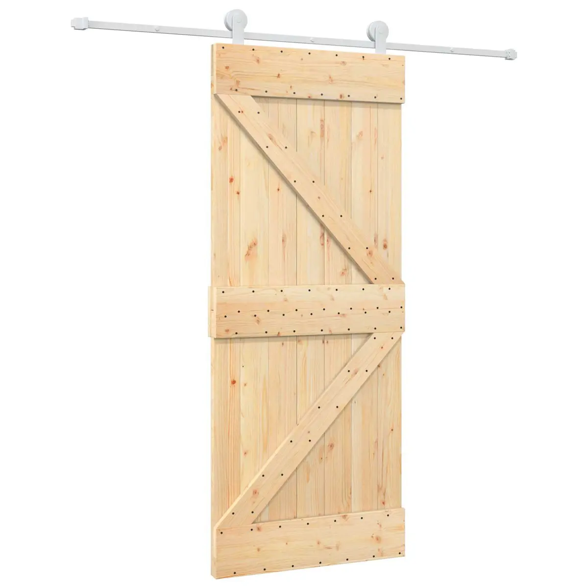 Solid Pine Wood Sliding Door 85 x 210 cm Natural White Minimalist Space-Saving
