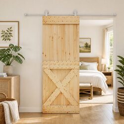 Sliding Door Solid Pine Wood Natural White 80 x 210 cm Modern Room Divider