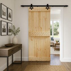 Solid Pine Wood Sliding Door - 85 x 210 cm Dimensions