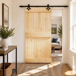 Specifications of Sliding Door 100x210cm Pine Wood Black Frame