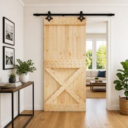 Sliding Door Specifications: 95 x 210 cm Natural Brown Pine