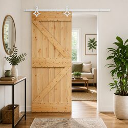 Sliding Door Specifications: Solid Pine Wood 85 x 210 cm, Natural White
