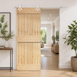 Sliding Door Solid Pine Wood Natural White 85 x 210 cm Space-Saving Interior