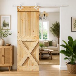 Sliding Door Dimensions 70x210cm, Built with Pine Wood