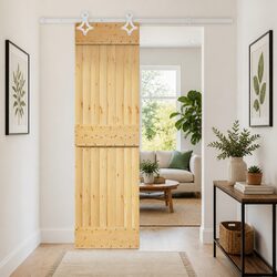 Sliding Door Natural White Pine Wood 70 x 210 cm Modern Space-Saving Interior