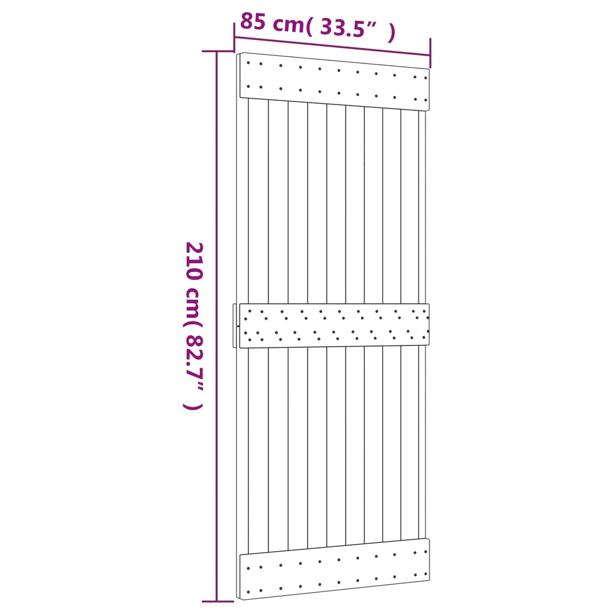 Pine Wood Sliding Door 85 x 210 cm Modern Natural White Room Divider Top Track System