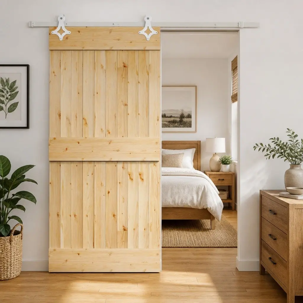 95x210cm Sliding Door in Solid Pine Wood