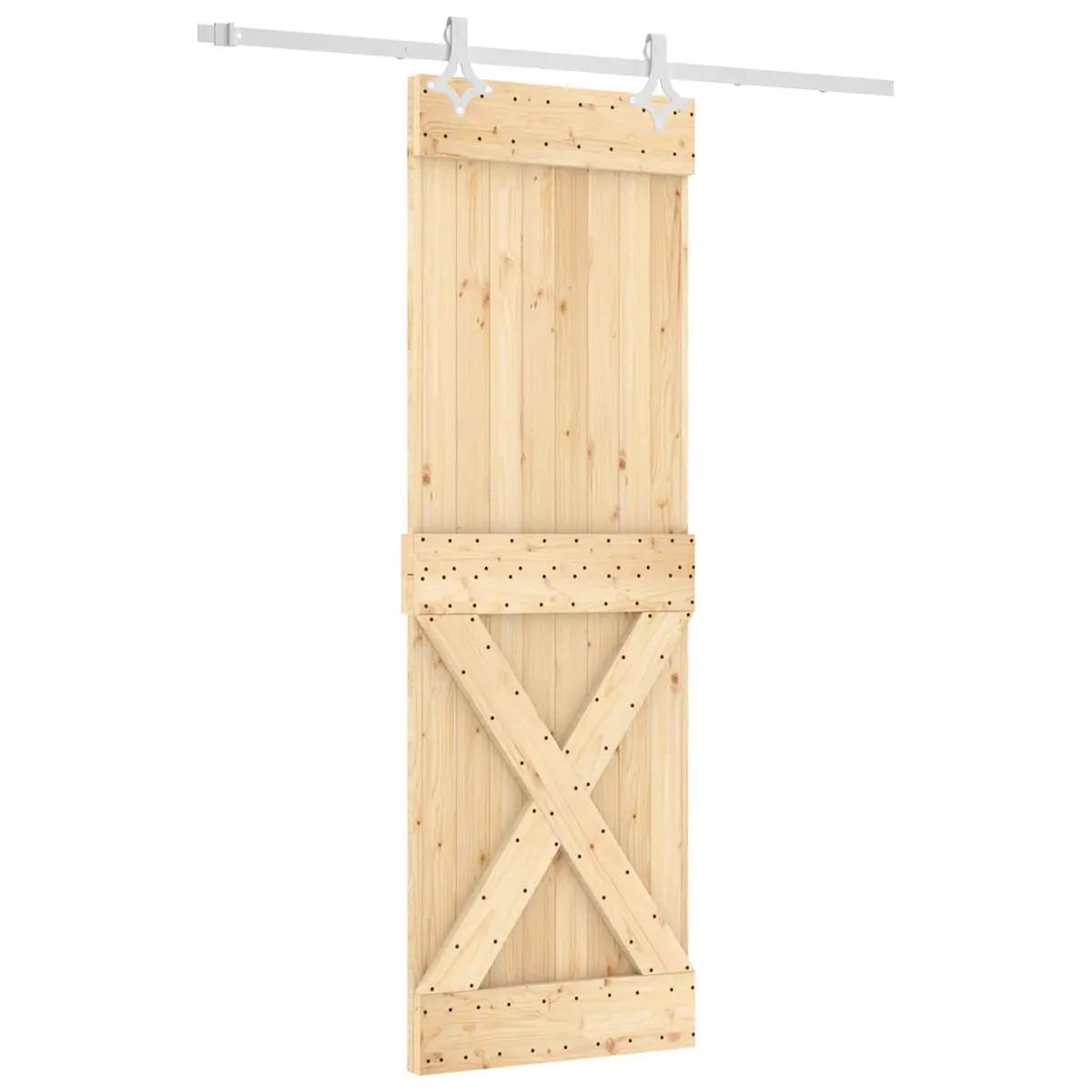 Sliding Door Natural Solid Pine Wood 70 x 210 cm Modern Interior Room