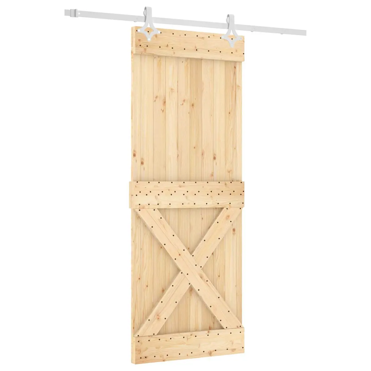 Sliding Door Interior Room Divider 80 x 210 cm Pine Wood Natural White