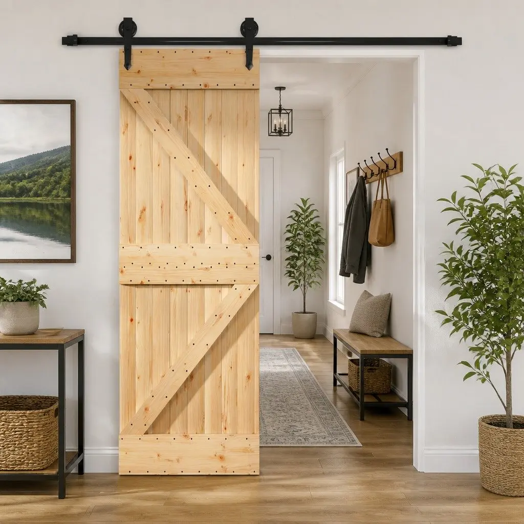Sliding Door Room Divider Solid Pine Wood Natural 70x210cm