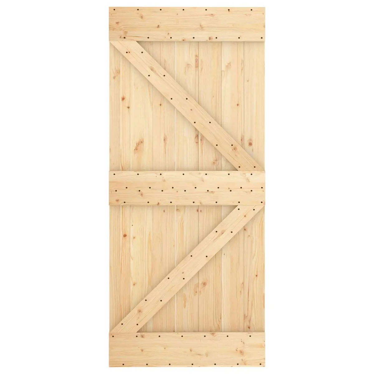 Sliding Door Pine Wood Natural White 90 x 210 cm Space-Saving Interior Room