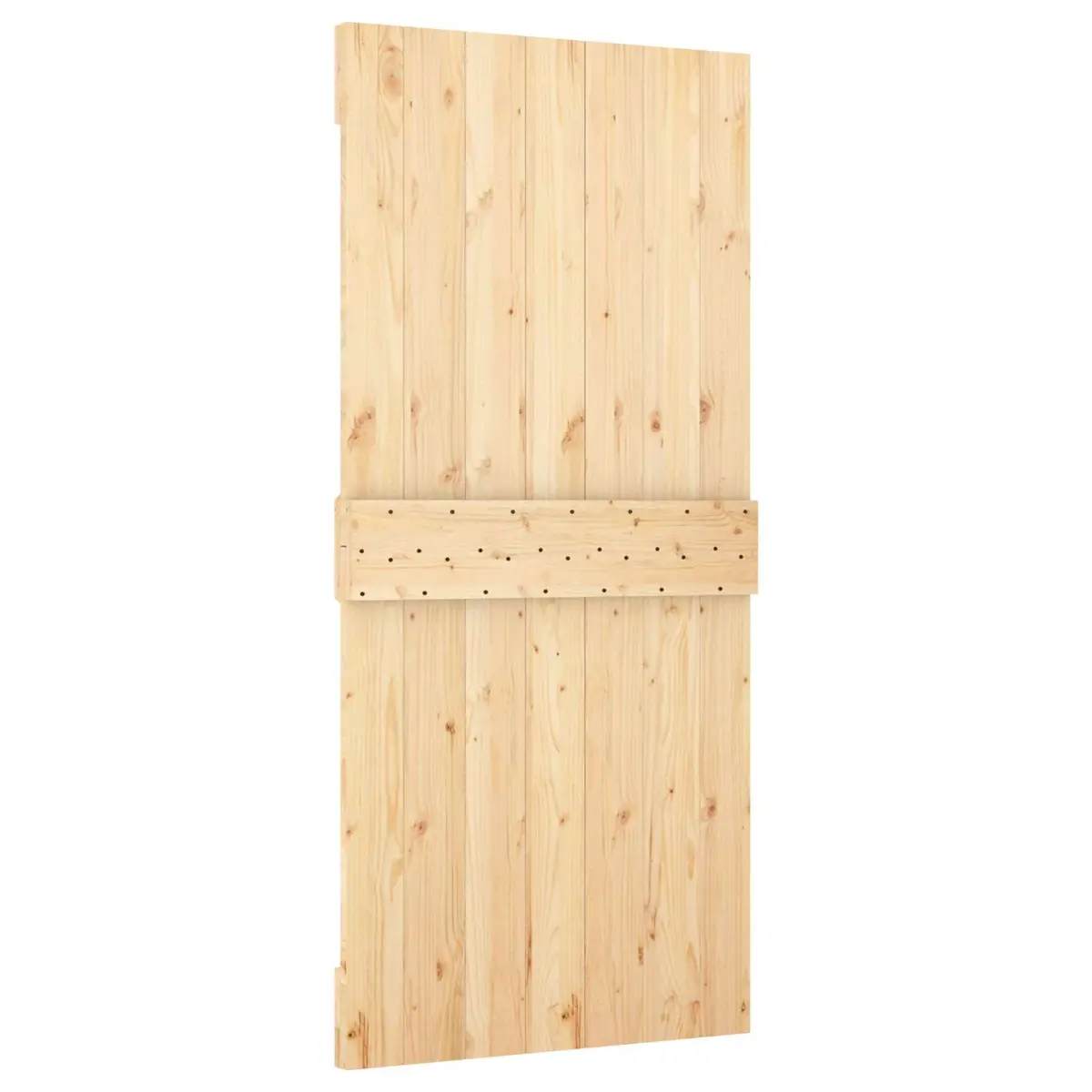 Sliding Door Pine Wood Natural White 90 x 210 cm Space-Saving Interior Room