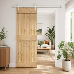 Sliding Door Natural White 70 x 210 cm Pine Wood Interior Space-Saving Bedroom