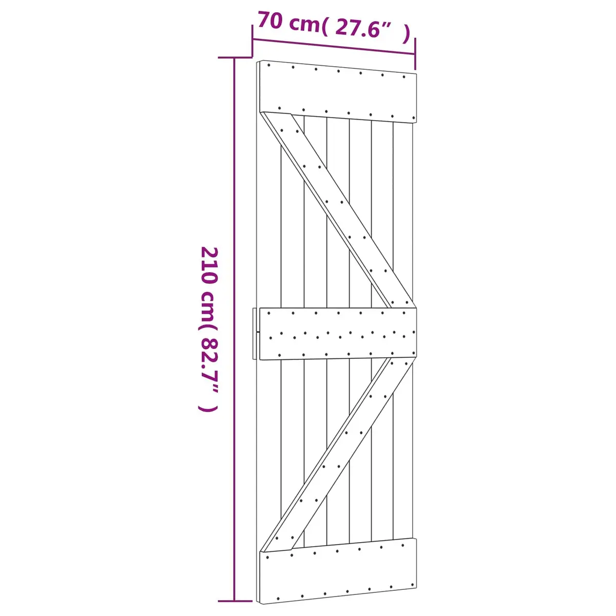 Sliding Door 70 x 210 cm Solid Pine Wood Modern Room Divider Space-Saving