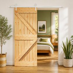 Sliding Door 85 x 210 cm - Solid Pine and Steel Track