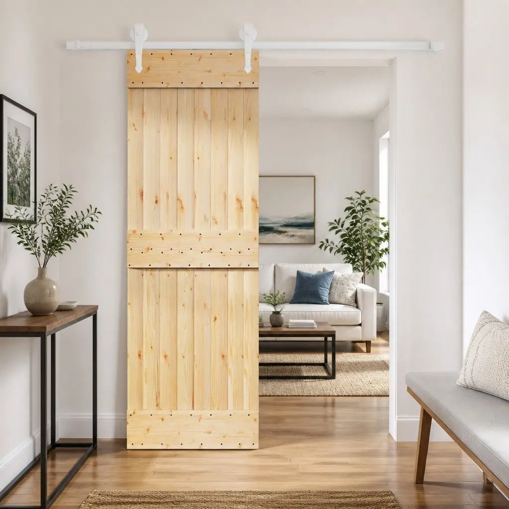 Sliding Door Solid Pine Wood Natural White 70 x 210 cm Modern Room Divider