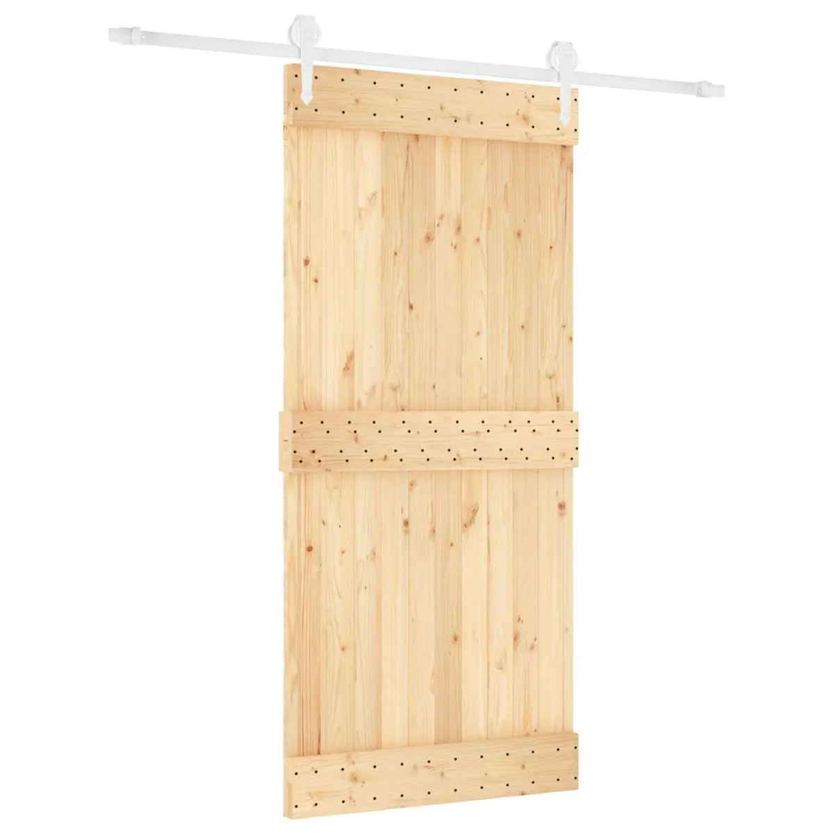 Solid Pine Wood Sliding Door Interior Room Divider 95x210cm Brown White