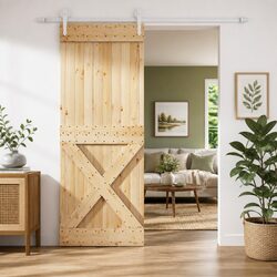 Sliding Door Specifications: Solid Pine Wood, 80 x 210 cm