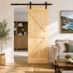 Sliding Door Specifications: Natural Pine Wood, 70x210cm