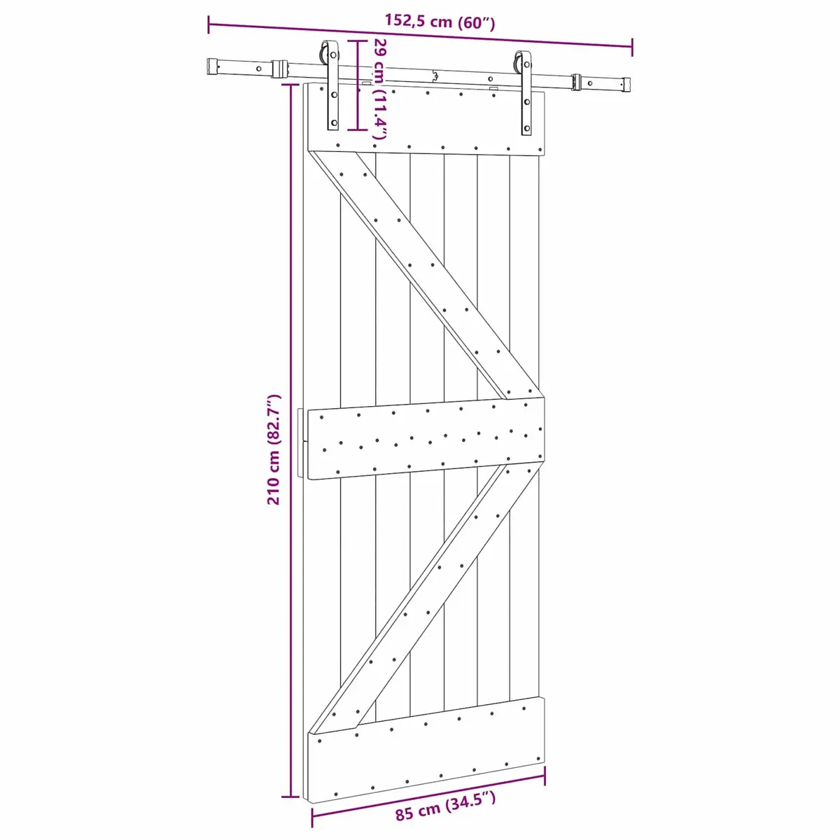 Sliding Door Natural Pine Wood Black Steel Track Space Saving Modern Interior
