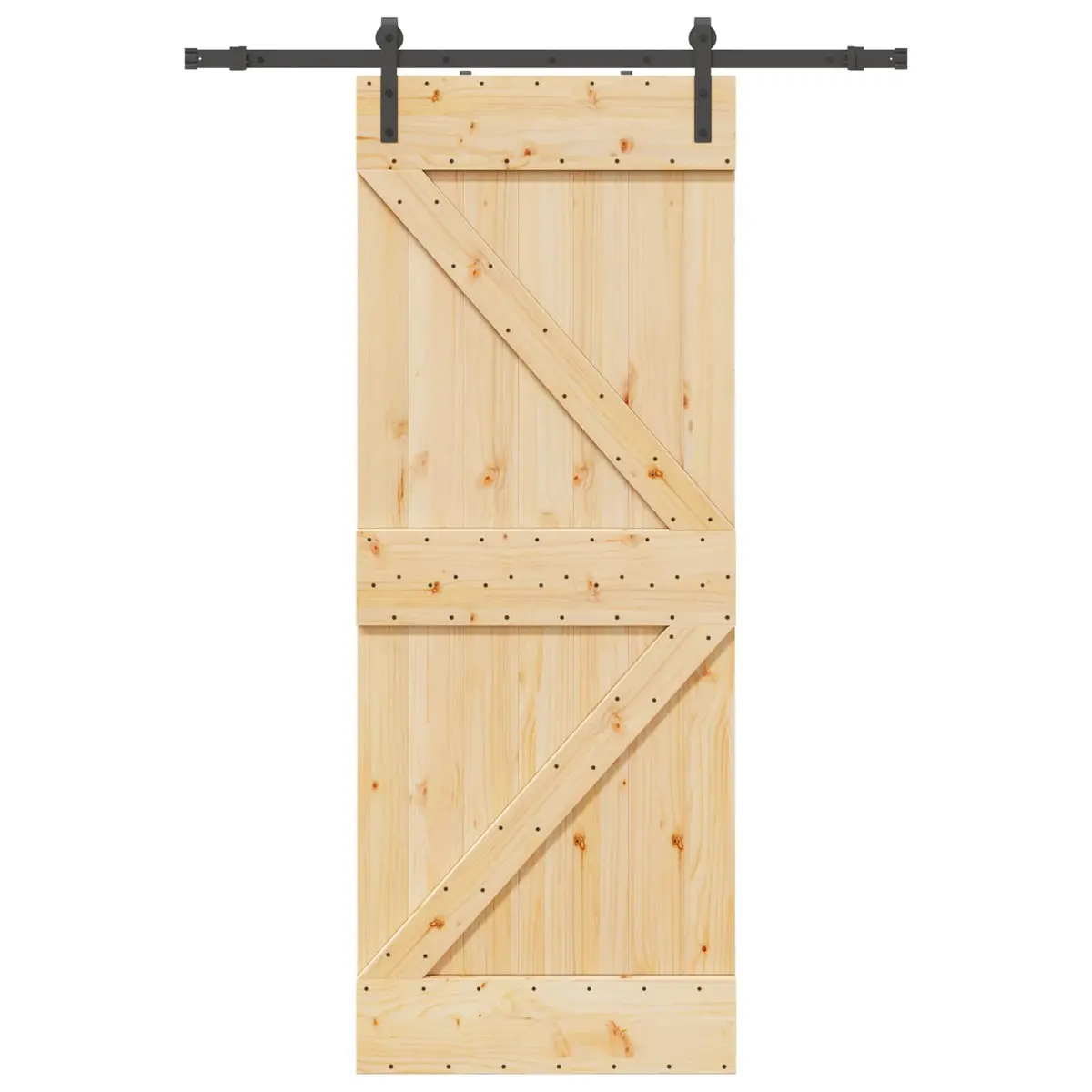 Sliding Door NARVIK Natural Brown Black 80x210cm Modern Space-Saving Room