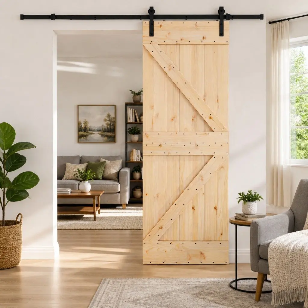 Sliding Door Room Divider 70x210cm Natural Pine