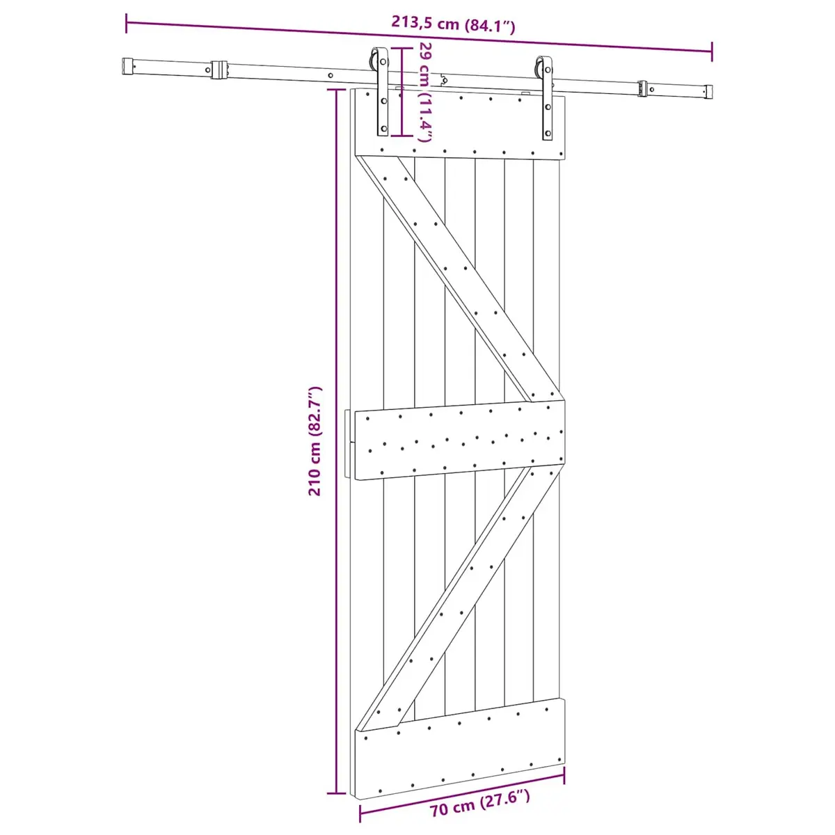 Sliding Door Room Divider 70x210cm Natural Pine