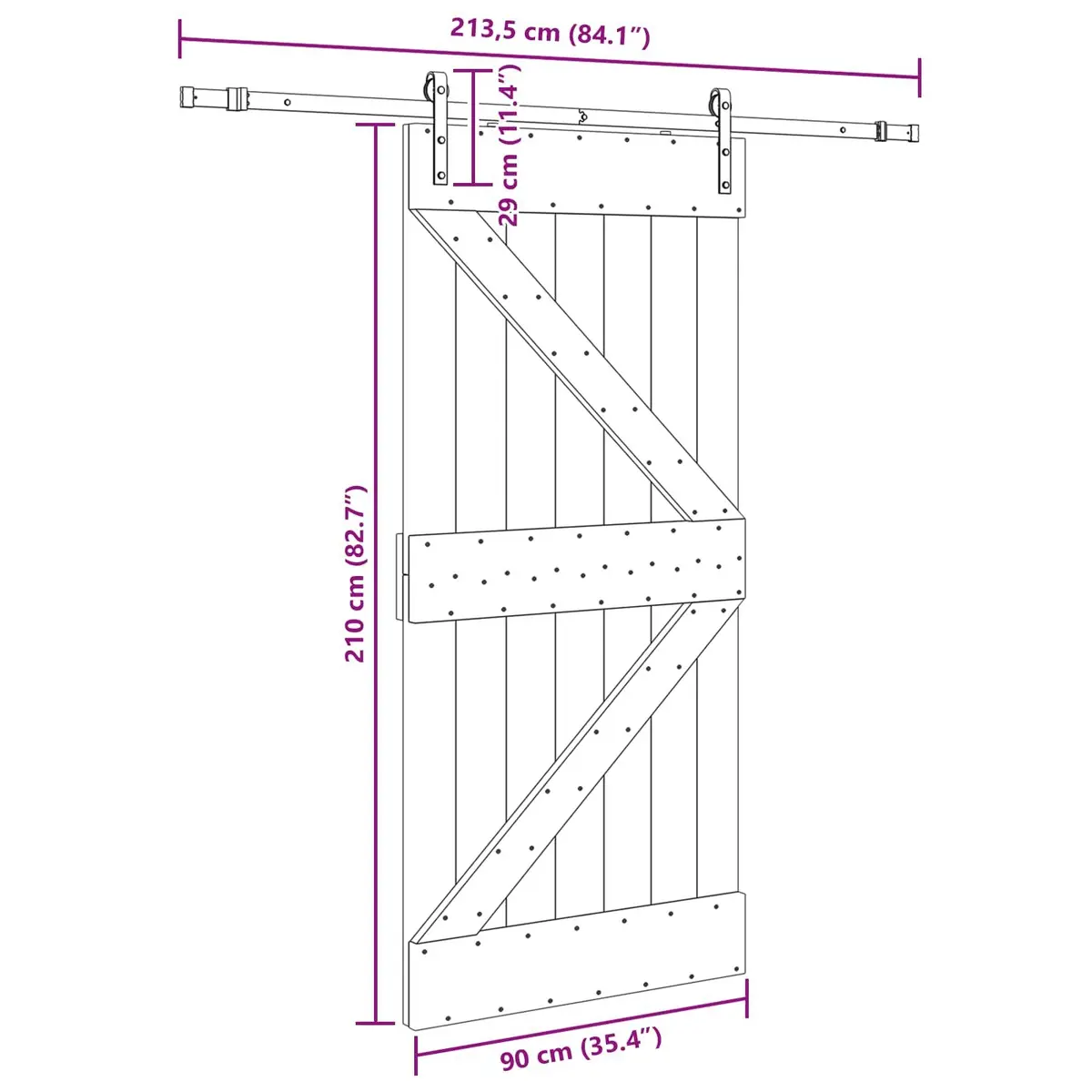 Sliding Door Room Divider 90 x 210 cm Space-Saving Interior Door Gliding