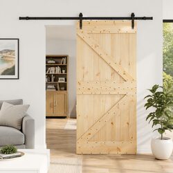 Specifications of Sliding Door: Natural Wood and Black Frame 100x210cm