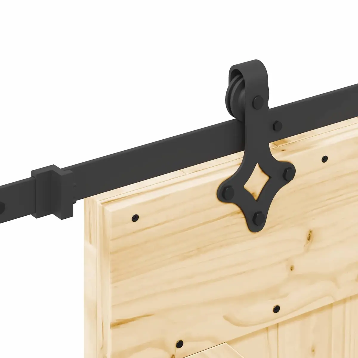Sliding Door Interior 70x210cm Natural Pine Wood Black Steel Track