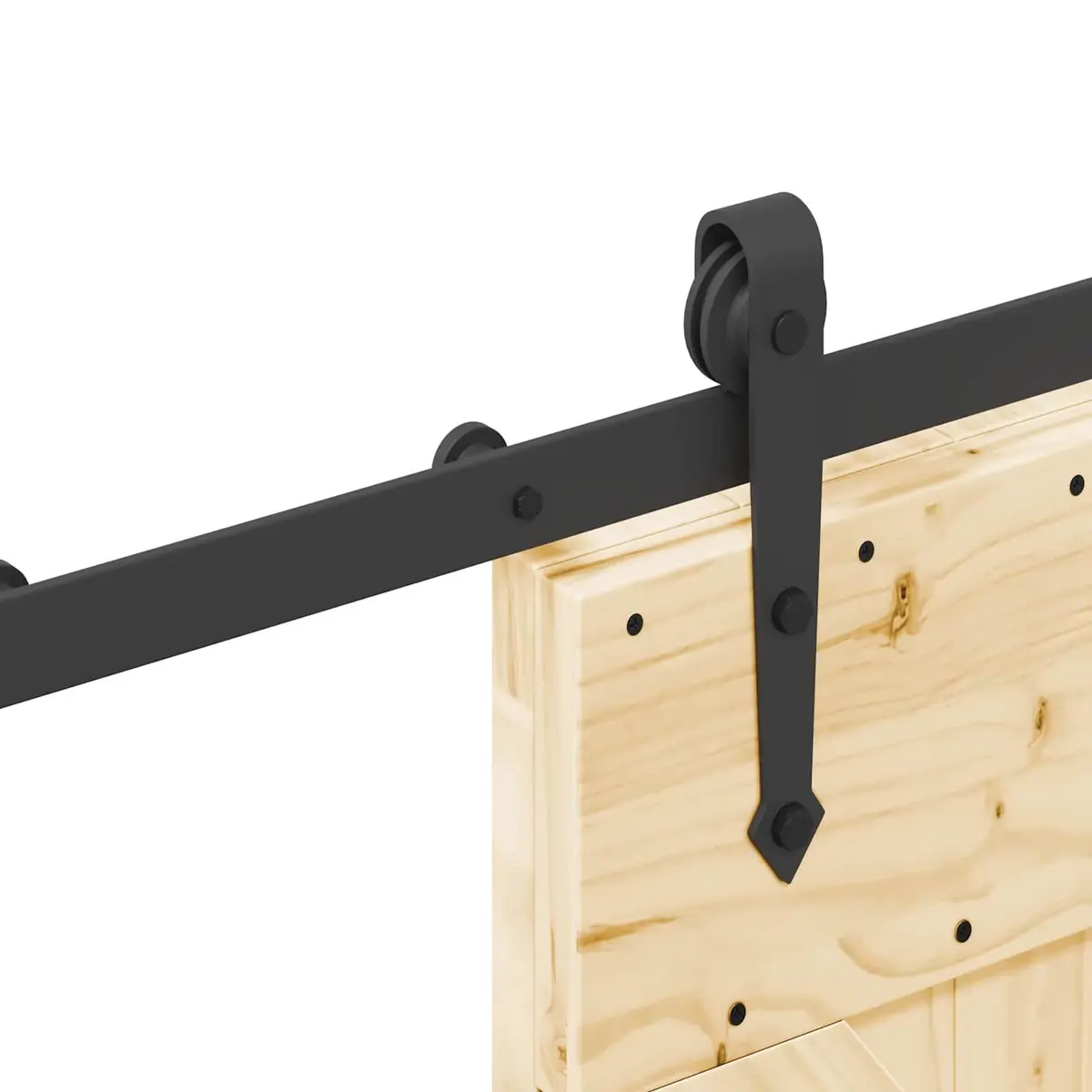 Room Divider Sliding Door 70x210cm Natural Pine Wood with Black Track Space Saving