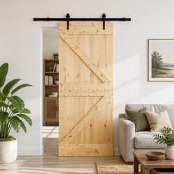 Sliding Door with Dimensions 85x210cm, Pine Wood and Steel