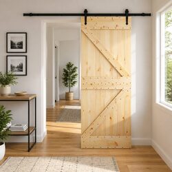 Sliding Door Specifications: Natural Pine Wood, 80x210cm