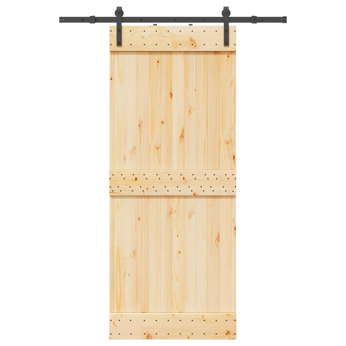 Sliding Door Pine Wood Black Frame Modern Minimalist 85cm x 210cm
