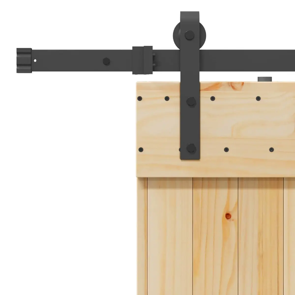Sliding Door Pine Wood Black Frame Modern Minimalist 85cm x 210cm