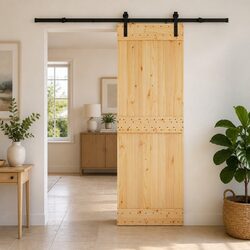 Sliding Door Specifications: Pine Wood Frame, Steel Track