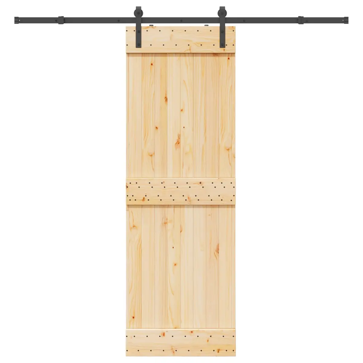Sliding Door Interior 70x210cm Pine Wood Frame Steel Track Modern Space-Saving